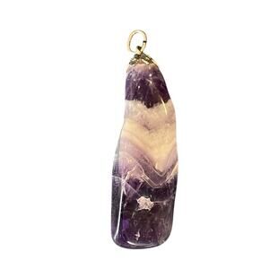 Vintage 1970’s Raw Polished Amethyst Pendant Large Purple No Chain Included